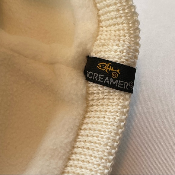 Breck/Screamer Ivory Knit Hat Beanie Cap PomPom Wool Acrylic Blend Warm, Lined - Picture 7 of 14